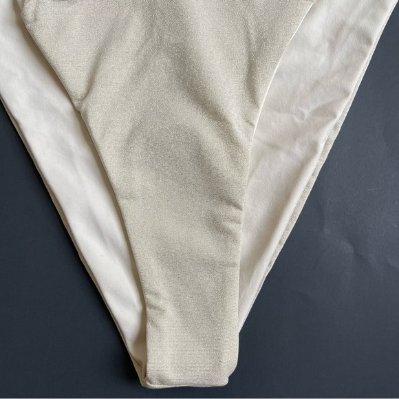 L*Space Shimmer Nancy Lee Bitsy Bikini Swim Bottom Women’s Size S Bone Color - Picture 5 of 9